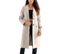 Générique Manteau Laine Femme Hiver Chic Mi-Long Bouton Simple Revers Large Poches Latérales Tissu Laine Épais Pour Automne Hiver Travail Sortie Quotidien Loisirs Décontracté Confortable B-Kaki, S