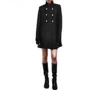 Générique Manteau mi-long croisé en laine pour femme col montant caban court en laine mélangée