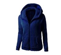 Générique Manteau Polaire Femme Manteau Chauffant Femme Long Thermique Manteaux Laine Jacket Peluche avec Capuche Blousons Carreaux Chaud Elegant Vêtements 2#Marine M
