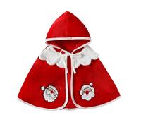 Générique Manteau Poncho Capuche pour Fille Costume de Noël Vêtement Bébé Sainte Cadeau Festif Rouge Père Chaud Doux Mignon (Red, 3-4 Years)