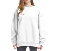 Générique Manteaux pour Femmes Habillée Color Pullover Sweatshirt Long Sleeved Sweatshirt Pulls Molletonnés pour Femmes avec Motifs (White, M)