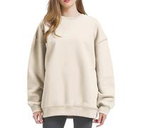Générique Manteaux pour Femmes Habillée Color Pullover Sweatshirt Long Sleeved Sweatshirt Pulls Molletonnés pour Femmes avec Motifs (Beige, M)
