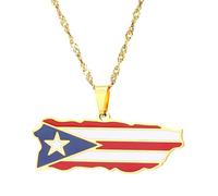 Générique Map Flag Pendant Necklaces for Charm Maps Fashion Stainless Steel Pendant Necklace for Men and Women Jewelry Patriotic Gift (Model 2)