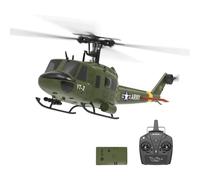 Générique Maquette d'hélicoptère F07 UH-1 RC, 1/34 2.4G 6CH 6G/3D Brushless Direct-Drive Flybarless Avion RC Militaire pour Adultes, positionnement de Flux Optique - RTF,1 Battery