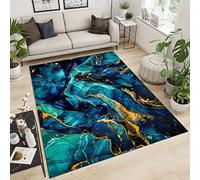 Générique Marbre Bleu Abstrait Tapis de Salon, Art Vert foncé Tapis de Grande, Tapis de AntidéRapant, Tapis Rectangulaire pour Salon, Chambre, Couloir, EntréE, Cuisine, Salle à Manger, 160 x 200cm
