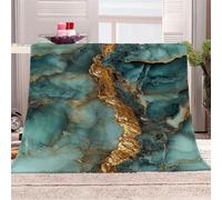Générique Marbre Craquelé Doré Manta de franela 3D Suave - Cubre Sofá/Cama 130x150 cm,Nature Et Art Estampado 3D Ultrarealista,Polar Caliente,Lavable,Hogar/Dormitorio