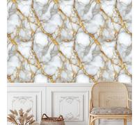 Générique Marbre Rayure Papier Peint Adhesif Texture Pierre Mural Motif Film Décoratif Meuble Intissé Wallpaper Autocollant Imperméable Mat Stickers Collant pour Armoires Murs Salon Chambre 0.4X5 M