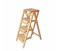 Générique Marche Pied Pliable Bois Rétro, Escabeau de Cuisine, Tabouret Haut Portable for Bibliothèque, Café, Armoire, Rideau, Escalier de Lit, Cuisine, 3/4 Couches en Option