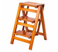 Générique Marche Pied Pliable Bois Rétro, Escabeau de Cuisine, Tabouret Haut Portable for Bibliothèque, Café, Armoire, Rideau, Escalier de Lit, Cuisine, 3/4 Couches en Option