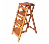 Générique Marche Pied Pliable Bois Rétro, Escabeau de Cuisine, Tabouret Haut Portable for Bibliothèque, Café, Armoire, Rideau, Escalier de Lit, Cuisine, 3/4 Couches en Option