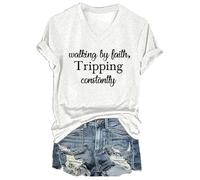 Générique Marche selon la croyance Trévolte constamment Chemise à col en V avec foi Température constante Femmes, Blanc., XXL
