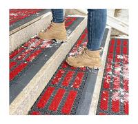 Générique Marches d'escalier extérieures antidérapantes, 27,5/35 cm - Tapis d'escalier en Treillis for adhérence extérieure, Hiver, antidérapant (Bleu/Gris/Rouge)(Red,27.5x215cm)