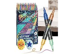 Générique Marker Pens - Double Color Brush Markers Set | Soft Tip Glitter Watercolor Pens | Art Drawing Coloring Supplies, Blendable Ink Markers For Kids Students Artists Creative Design