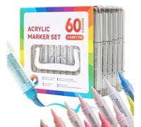 Générique Marqueurs Acryliques - 60 Couleurs Stylos À Double Pointe Longue Durée - Set de Marqueurs Acryliques pour - Pour étudiants, artistes, adultes, voyages, loisirs créatifs, école,