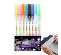 Générique Marqueurs De Contour, 8 Pièces Feutres à Paillettes Dessin, Double Pointe Marqueurs Adulte Enfant Planification Calendrier Mise en Evident Documents Cartes Anniversaire