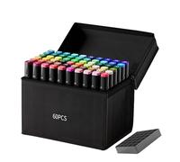 Générique Marqueurs Double Pointe - Set De 60 Stylos À Dessin À Pointe Pinceau | Stylo Aquarelle À Base D'huile Avec Pointe Biseautée Fournitures Beaux-Arts Pour Papier Verre Et Bois