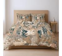Générique Marron Illustration De Cerfs De La Forêt De Contes Housse De Couette Entretien Facile Lavable en Machine Parure Couette avec Fermeture Éclair Convient Aux Jeunes 140 x 200cm 2 Pièces