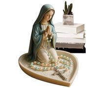 Générique Mary Rosary Holder, Resin Catholic Jesus Rosary, Decorative Necklace Organizer, Religious Stand Keepsake Display for Desktop, Desk, Room, Home, Offices, Holiday, Birthday, Party, Altar