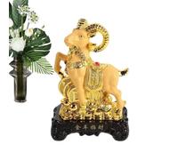 Générique Mascotte de l'Année du Mouton Figurine Décorative en Résine Dorée | Décorations de Mouton du Nouvel An Chinois pour Vitrine, Maison, École, Bureaux, Librairies, Salon, Étagères,