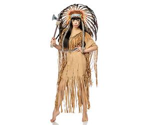 Generique - Mask Paradise 80108-086 80108-087 - Costume Indien de qualité supérieure pour Femme - Marron/Noir - Taille M (38), Beige, M