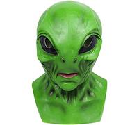 Générique Masque Alien Pleine Tête Réaliste en Latex pour Halloween Cosplay - Effrayant avec Grands Yeux et Troux de Ventilation - Accessoire Horreur pour Fête Déguisée, Vert