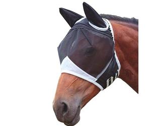 Générique Masque Anti Mouche Cheval, Bonnet Anti Mouches Noir pour Chevaux avec Oreilles, Modèle One Piece, Maschera per Occhi in Maglia Traspirante per il Viso, Protection Anti-Tau pour Chevauxr