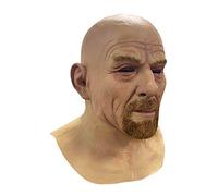 Générique Masque Complet en Latex Adulte,Masque d'horreur Tête Complète Effrayant Intégral Halloween Helloween Mask Noir Costumes Homme Femme Fêtes (003 Grand père/mère,Taille Unique)