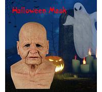 Générique Masque Complet En Latex Adulte,Masque Halloween Adulte Horreur Sourire Démons Mal Cosplay Props Réaliste Démon Souriant Blanc Costume Homme Femme (007 Grand père/mère,Taille unique)