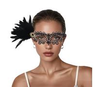 Générique Masque de carnaval demi-visage en dentelle délicate avec cristaux scintillants pour soirée masquée élégante, ajustable et confortable, taille unique (Black, One Size)