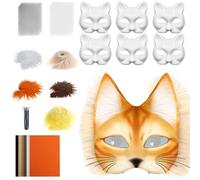 Générique Masque de Chat Blanc - Lot de Masques Chat Neutres - Activités Créatives avec Accessoires en Tulle et Feutrine pour Carnaval Cosplay et Mascarade