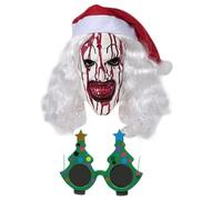 Générique Masque de clown de Noël - Couvre-visage amusant pour lunettes de Noël, accessoire de masque de fête, design artistique vibrant, ensemble complet confortable | Avec fonction de rôle de pour