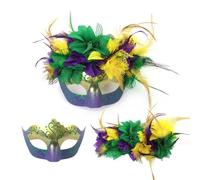 Générique Masque de demi-visage à plumes pour maquillage artistique, accessoire de fête créative pour le Carnaval, déguisement et performance scénique