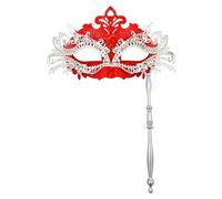 Générique Masque de Dentelle de Couple Vénitien Masquerade Masque pour Couples pour Carnaval Halloween Soirée Costume Party Fête Masque vénitien avec bâton - Décorations de Mardi Gras pour Femme Sexy