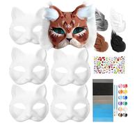 Générique Masque de fête pour chat, masque de chat à habiller, 6 housses pour déguisement en blanc pour déguisement à peindre, équipement pour animaux à fourrure