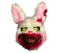 Générique Masque de lapin méchant horreur animal masque Halloween horreur masques effrayants en peluche sanglante lapin masque pour Halloween accessoires de décoration Cache-visage en peluche lapin