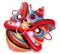 Générique Masque de Lionceau Chinois Rouge Léger en Plastique Fait Main pour Performance sur Scène et Fête Dhalloween Style Oriental Danse