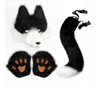 Générique Masque De Loup Souple, Longue Queue Et Gants En Forme De Pattes - Kit De Costume De Cosplay Anime Furry Pour Filles, Femmes Et Adultes, Pour Halloween, Noël Et Autres Occasions Spéciales