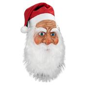 Générique Masque de Noël en latex du Père Noël - Masque du Père avec chapeau rouge et barbe blanche | Masqu de cosplay complet, masqu de pèr Nol réaliste pour fête de Noëll, jeux de rôle, adultes