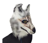 Générique Masque De Tête Complet De Loup À Fourrure Réaliste - Masque Therian En Latex De Fausse Fourrure Pour Adulte Halloween Cosplay Mascarade Anime Dress Up Party