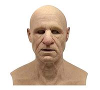 Générique Masque Halloween Effrayant Adulte,Masque d'horreur Complet en Latex Costume De Squelette d'halloween Mask Adulte Visage Cosplay Costumes Homme Femme (005 Grand père/mère,Taille Unique)