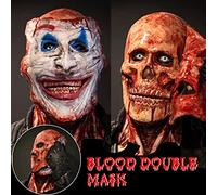 Générique Masque Halloween Effrayant Crâne Horreur Adulte, Double Layer Jack Réaliste, Masque Terror en Latex Souple pour Fête Déguisée, Maison Hantée et Carnaval