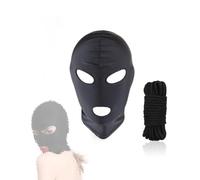 Générique Masque intégral respirant à 3 ouvertures - Cagoule de fête pour jeux de carnaval et spectacles de danse - frhlH007 (A-Noir, L)