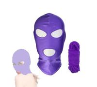 Générique Masque intégral respirant à 3 ouvertures - Cagoule de fête pour jeux de carnaval et spectacles de danse - frhlH007 (A-Violet, L)