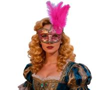 Générique Masque Vénitien De Bal Masqué Pour Homme Deguisement Carnaval Venise Couple En Métal Strass Papillon Mascarade Fantôme L'Opéra Demi-Masque Dore Les Yeux Halloween Party(Rose vif)