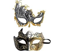 Générique Masque Vénitien,Masques de Style Vénitiene pour Homme et Femme,Noir,Adaptable,Pour Carnaval,Mariage,Soirée à Thème,Masques Carnaval,Fête de Rentrée Scolaire