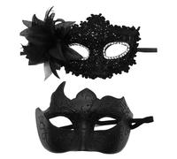 Générique Masques Adultes Chirurgicaux Sequins Caveman Mardi Masques Chirurgicaux Small (Black, One Size)