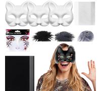 Générique Masques Chats Pour Activités Créatives - Kit de Matériaux pour Masque de Chat Brut-Kit Accessoires Tulle et Feutre Activités Créatives pour Fête Masquée Carnaval Cosplay Hommes