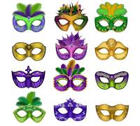 Générique Masques de Carnaval-Carte en papier Nouveau spectacle de fête pour enfants peint à moitié visage (Green, One Size)