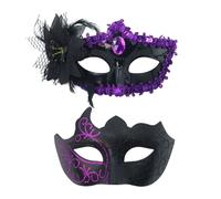 Générique Masques de Carnaval-Couples en costume pour soirée Carnaval, événements à thème, déguisements élégants pour Halloween, bals masqués et fêtes costumées. (Purple, One Size)