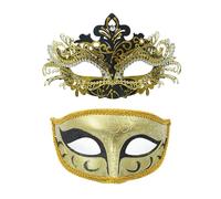 Générique Masques de Carnaval-Couples sur le thème du pour une soirée festive, un bal masqué, le couple parfait pour Halloween et une soirée costumée (Gold3, One Size)